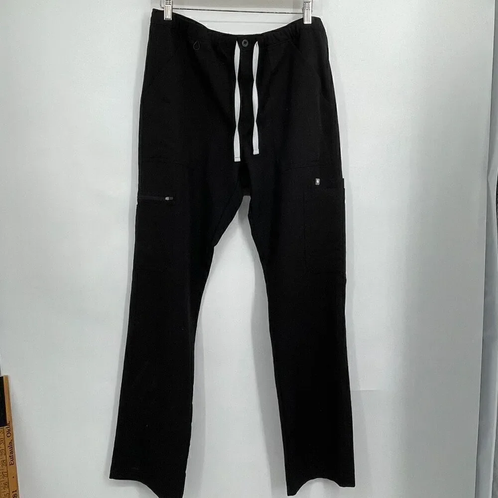 Figs Black Technical Collection Slim Cairo Cargo Scrub Pants Size Large
